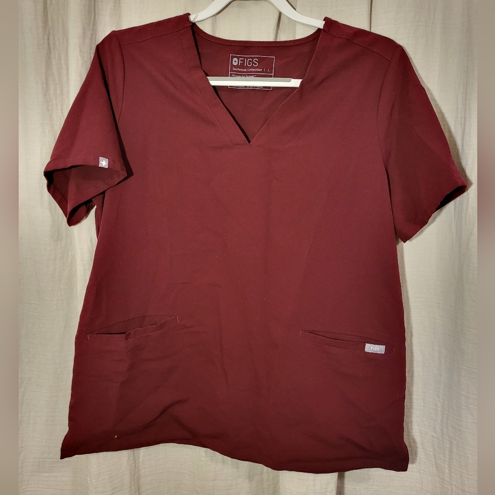Figs Technical Collection Burgundy Scrubs Top